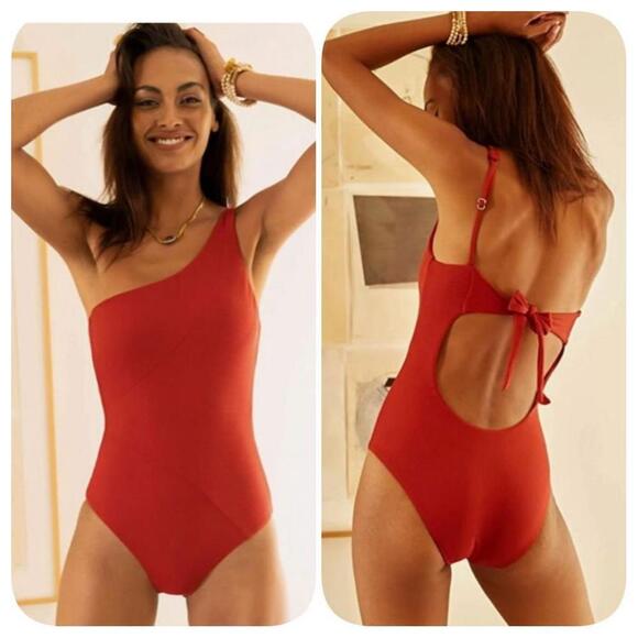 Becca by Rebecca Virtue Red One-Piece Swimsuit Size L - Picture 1 of 9